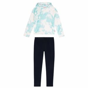 BCBG Girls Youth 2-piece Plush Set Aqua Blue Hoodie Top & Black Leggings